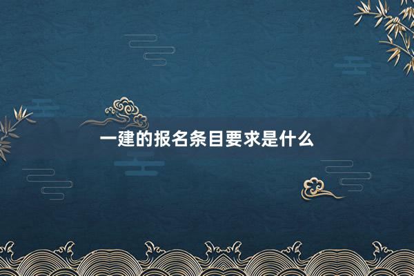 一建的报名条目要求是什么